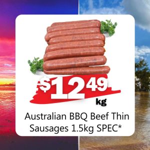 Australian BBQ Beef Thin Sausages 1.5kg SPEC* (Kg)