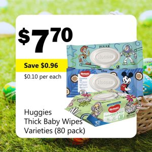 Huggies Thick Baby Wipes Varieties (80 pack)