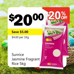 Sunrice Jasmine Fragrant Rice 5kg