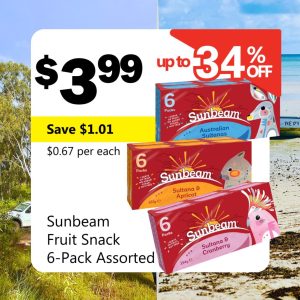 Sunbeam Fruit Snack 6-Pack Assorted