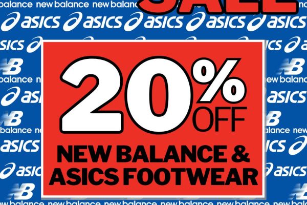 20% off Asics & New Balance Footwear