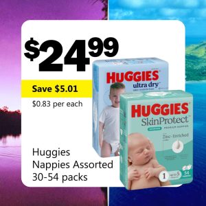 Huggies Nappies Assorted 30-54 packs