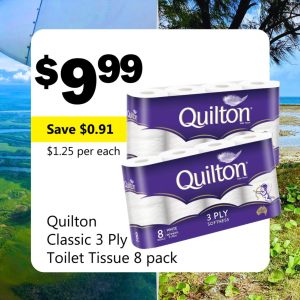 Quilton Classic 3 Ply Toilet Tissue (8 pack)