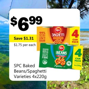 SPC Baked Beans/Spaghetti Varieties 4x220g