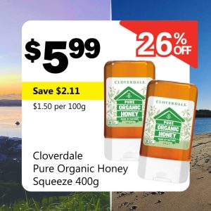 Cloverdale Pure Organic Honey Squeeze 400g