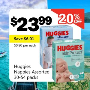 Huggies Nappies Assorted 30-54 packs