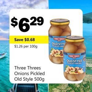 Three Threes Onions Pickled Old Style 500g
