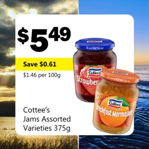 Cottee’s Jams Assorted Varieties 375g