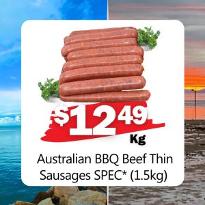 Australian BBQ Beef Thin Sausages SPEC* (1.5kg)(p/Kg)