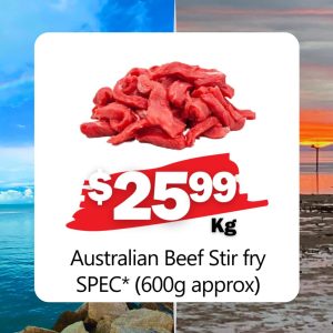 Australian Beef Stir fry SPEC* (600g approx) (Kg)
