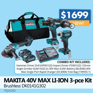 MAKITA 40V MAX LI-ION 3-pce Kit