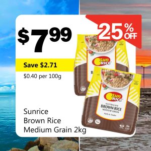 Sunrice Brown Rice Medium Grain 2kg