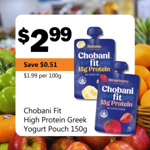 Chobani Fit High Protein Greek Yogurt Pouch 150g