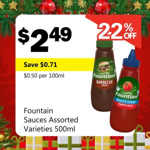 Fountain Sauces Assorted Varieties 500ml