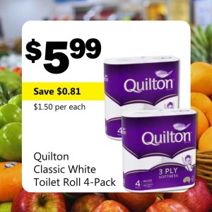 Quilton Classic White Toilet Roll 4-Pack