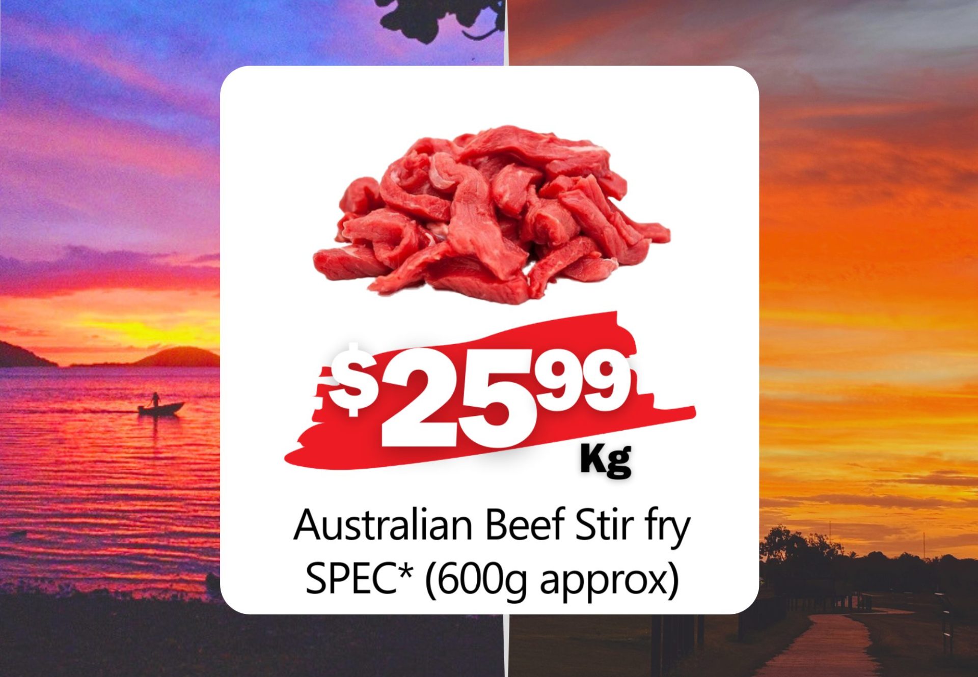 Australian Beef Stir fry SPEC* (600g approx) (Kg)