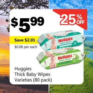 Huggies Thick Baby Wipes Varieties (80 pack)