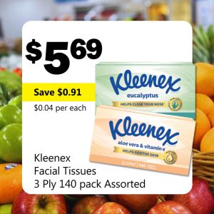 Kleenex  Facial Tissues 3 Ply 140 pack Assorted