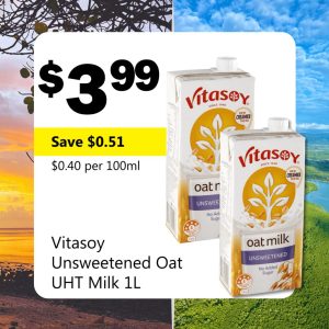 Vitasoy Unsweetened Oat UHT Milk 1L