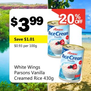 White Wings Parsons Vanilla Creamed Rice 430g