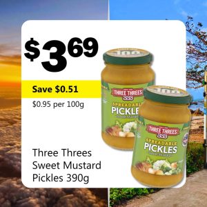 Three Threes Sweet Mustard Pickles 390g