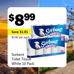 Sorbent Toilet Tissue White 10 Pack