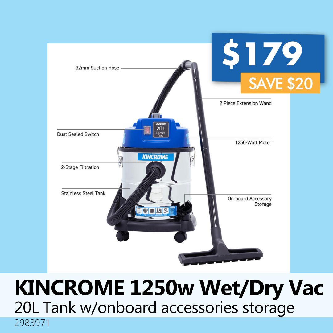 KINCROME 1250w Wet/Dry Vacuum