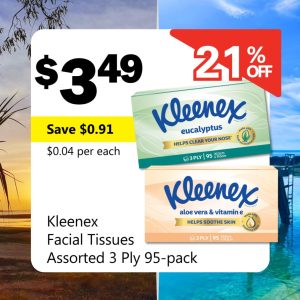 Kleenex Facial Tissues Assorted 3 Ply 95-pack