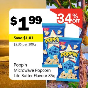 Poppin Microwave Popcorn Lite Butter Flavour 85g