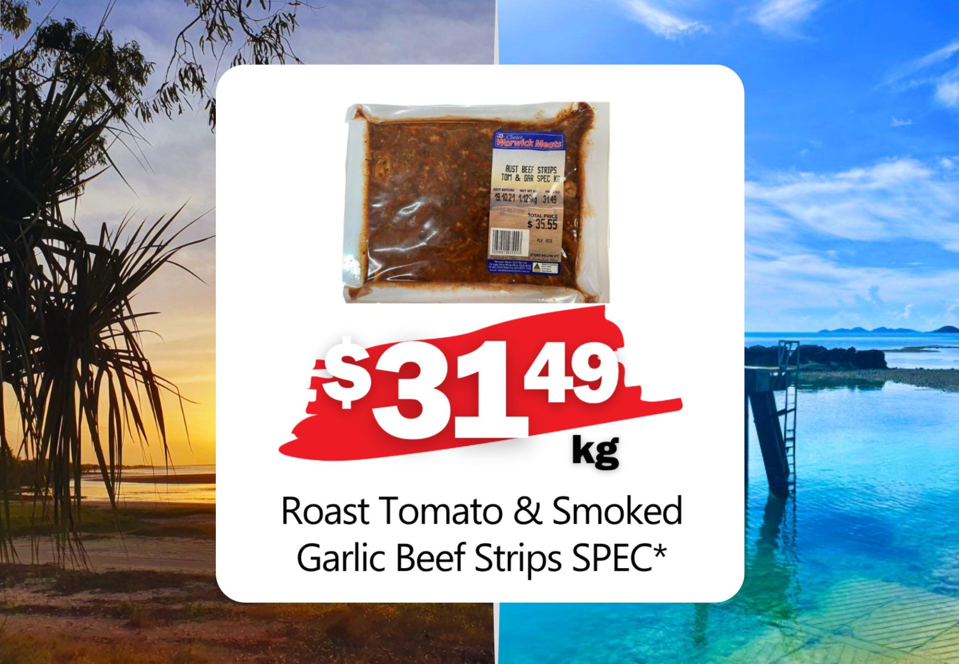 Roast Tomato & Smoked Garlic Beef Strips SPEC* (Kg)