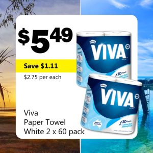 Viva Paper Towel White 2 x 60 pack