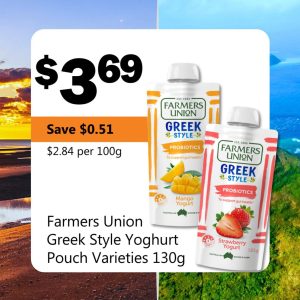 Farmers Union Greek Style Yoghurt Pouch Varieties 130g