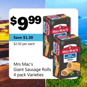 Mrs Mac's Giant Sausage Rolls 4 pack Varieties