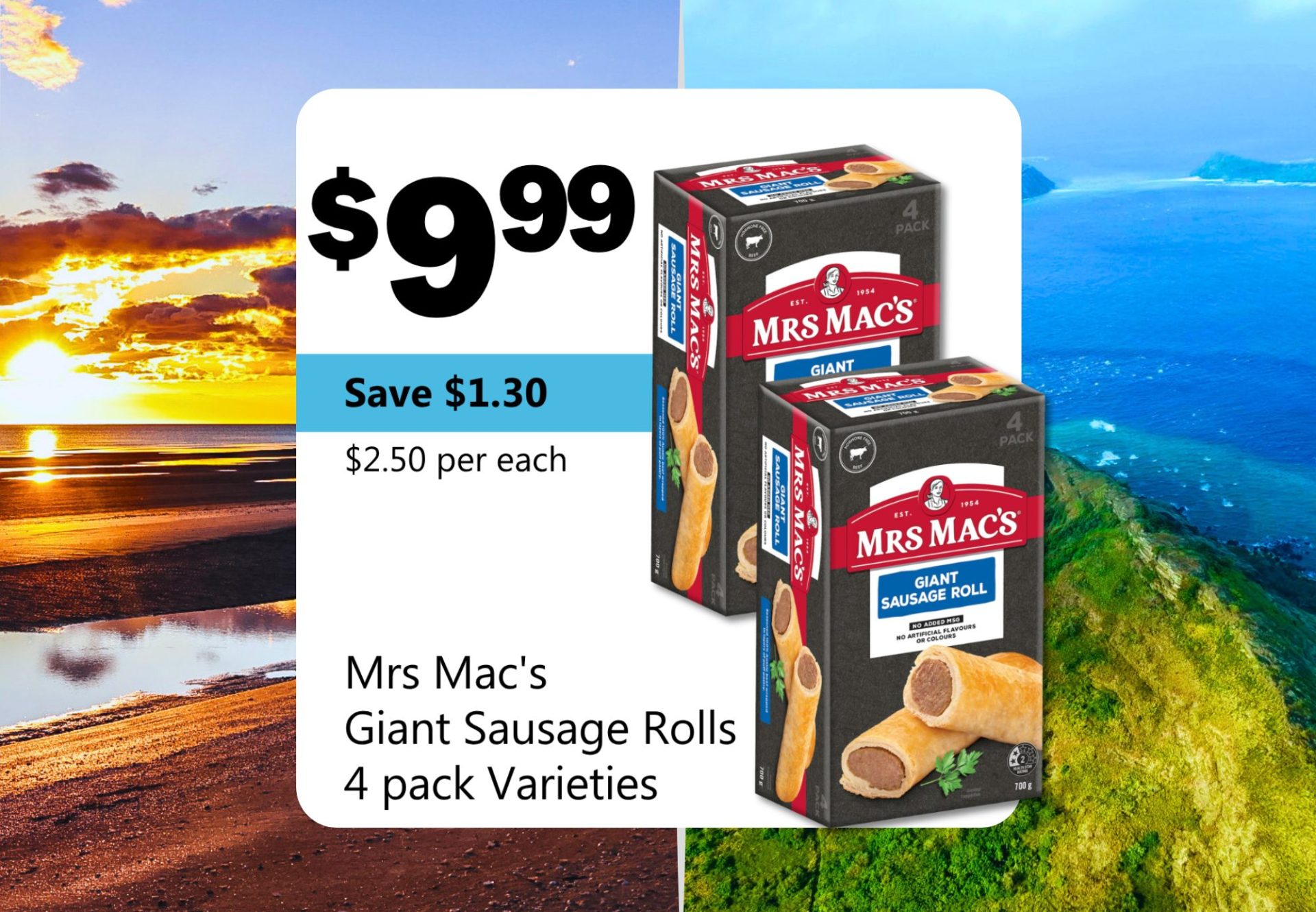 Mrs Mac’s Giant Sausage Rolls 4 pack Varieties