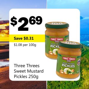Three Threes Sweet Mustard Pickles 250g